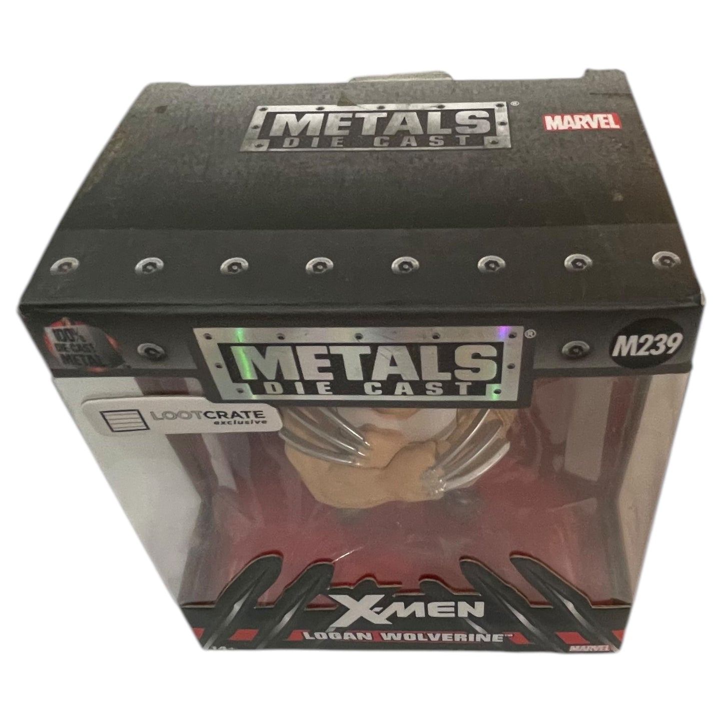 Exclusif LootCrate : figurine moulée sous pression Metals X-Men Logan Wolverine | Poupée neuve dans sa boîte d'origine