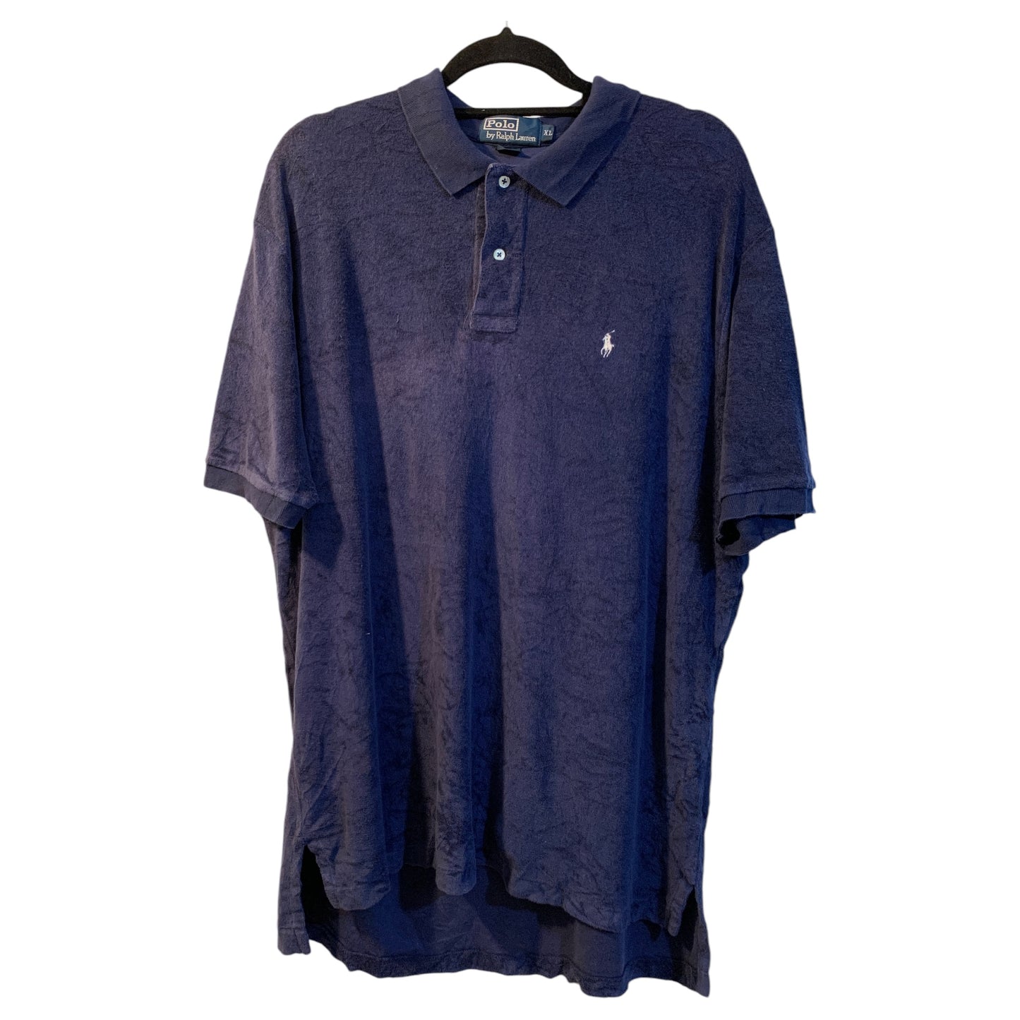 Polo Ralph Lauren Vintage em Veludo de Pelúcia Azul Cobalto/Violeta – Tamanho XL - Madame Surtô Vintage Shop