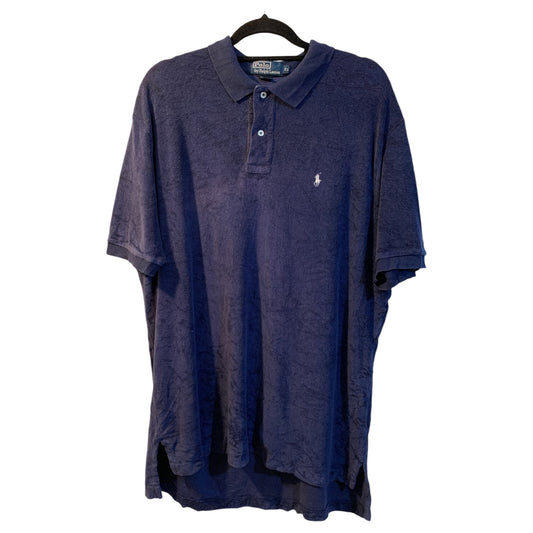 Polo Ralph Lauren Vintage em Veludo de Pelúcia Azul Cobalto/Violeta – Tamanho XL - Madame Surtô Vintage Shop