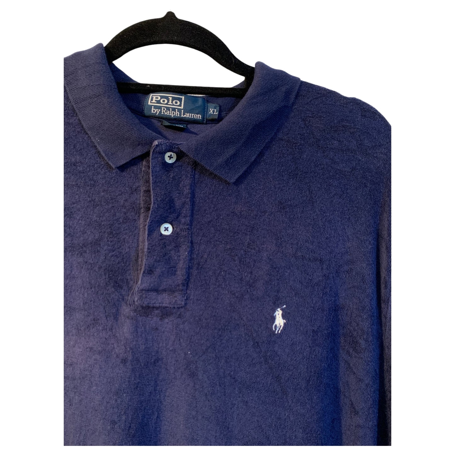 Polo Ralph Lauren Vintage em Veludo de Pelúcia Azul Cobalto/Violeta – Tamanho XL - Madame Surtô Vintage Shop