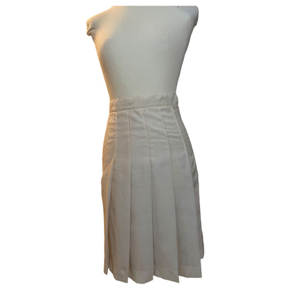 Saia Vintage Plissada de Cintura Alta Branca Creme - Moda Feita à Mão Anos 70 e 80 - Madame Surtô Vintage Shop