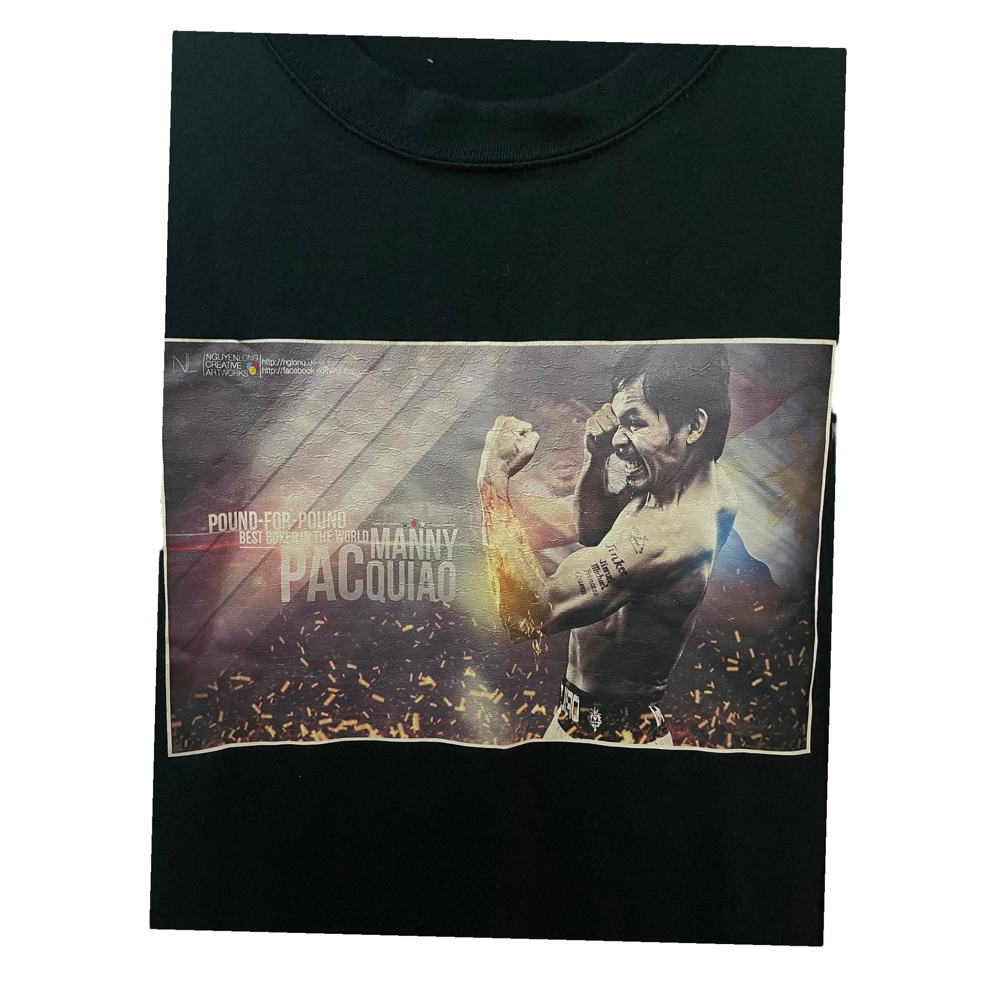 Camiseta Preta "Best Boxer in the World" - Manny Pacquiao (Yalex Gold, Tamanho XL) - Madame Surtô Vintage Shop