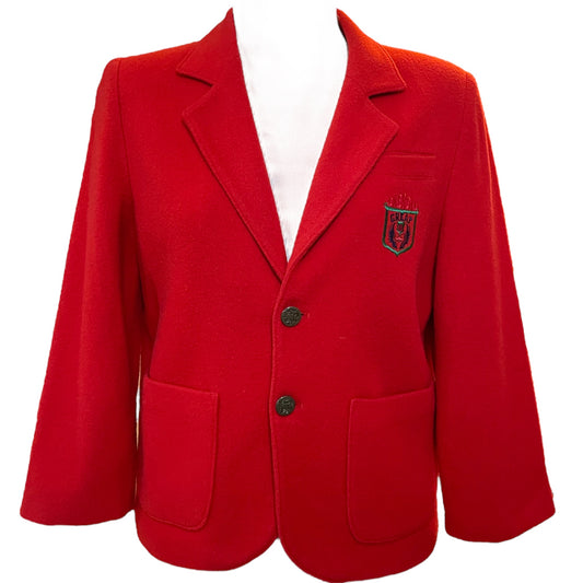 Blazer Vintage Energie Vermelho Bordado Brasão – Tamanho 40/M - Madame Surtô Vintage Shop