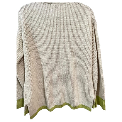 Suéter Oversized Madewell - Gola V Bege e Verde Tamanho S, Casual e Estiloso - Madame Surtô Vintage Shop