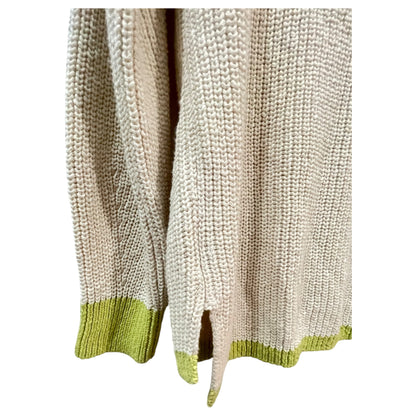 Suéter Oversized Madewell - Gola V Bege e Verde Tamanho S, Casual e Estiloso - Madame Surtô Vintage Shop