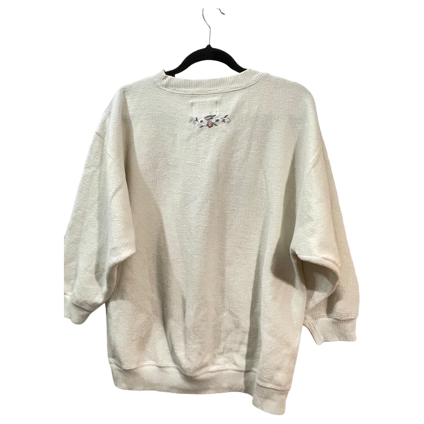 Blusa Sweatshirt Express Athletique Branca com Bordado Floral – Tamanho XS - Madame Surtô Vintage Shop