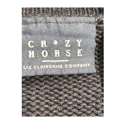 Casaco de Crochê Náutico Crazy Horse Liz Claiborne - Tamanho M, Anos 90, Estilo Marítimo - Madame Surtô Vintage Shop