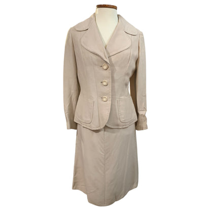 Ensemble beige vintage style années 60 – Blazer et jupe évasée – Tailoring