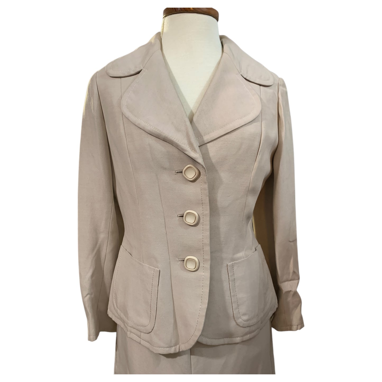 Ensemble beige vintage style années 60 – Blazer et jupe évasée – Tailoring