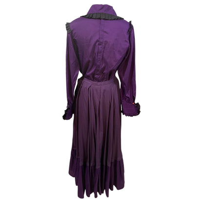 Ensemble victorien vintage – chemise et jupe longue – violet et noir – fait main