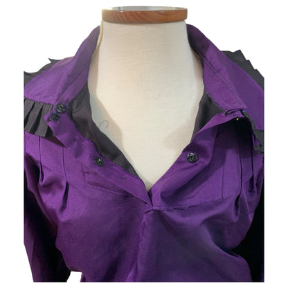 Ensemble victorien vintage – chemise et jupe longue – violet et noir – fait main