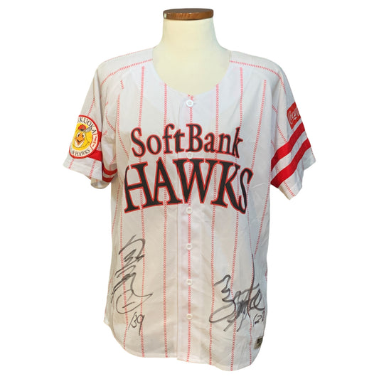 Camisa de Beisebol Jersey Majestic Athletic SoftBank Hawks 2017 Autografada - Fukuoka Coca-Cola - Madame Surtô Vintage Shop