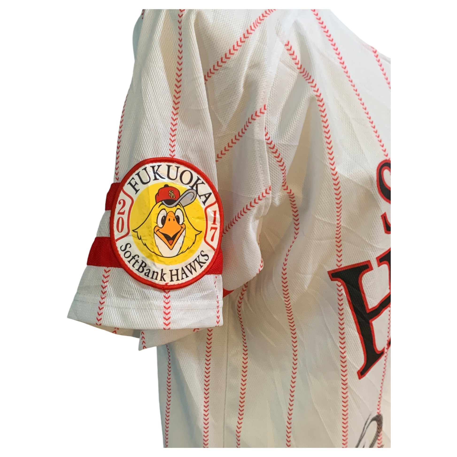 Camisa de Beisebol Jersey Majestic Athletic SoftBank Hawks 2017 Autografada - Fukuoka Coca-Cola - Madame Surtô Vintage Shop