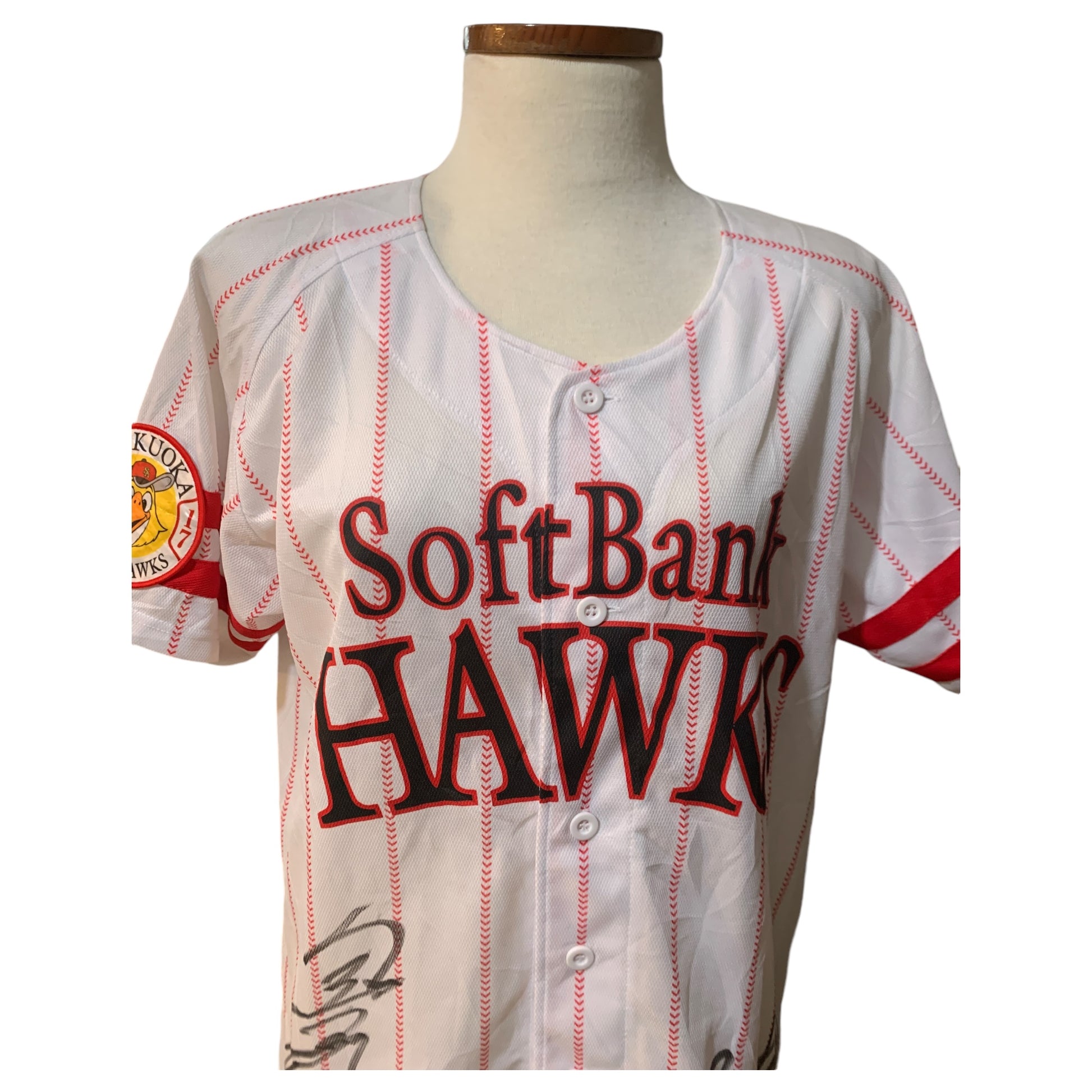 Camisa de Beisebol Jersey Majestic Athletic SoftBank Hawks 2017 Autografada - Fukuoka Coca-Cola - Madame Surtô Vintage Shop