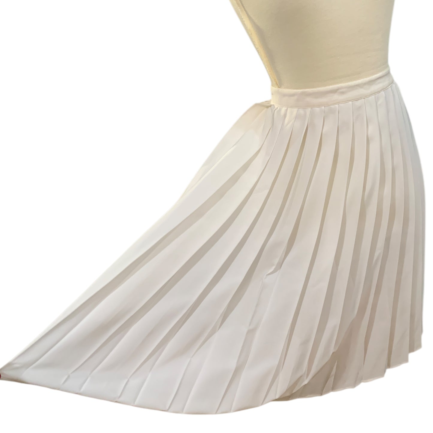 Jupe évasée légère blanche style années 50 vintage, plissée, ajustée - fluide, mouvement élégant, taille XS