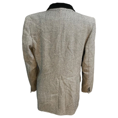 Blazer Vintage Tweed Cinza JH Collectibles Gola de Veludo – Anos 90 Tamanho 12 - Madame Surtô Vintage Shop