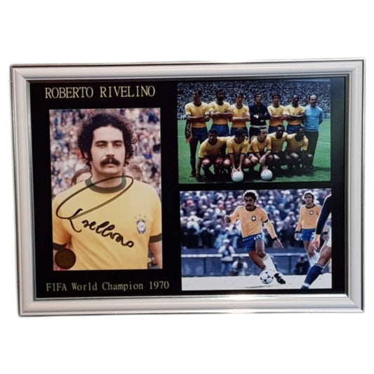 Fotografia Autografada de Roberto Rivellino - Campeonato Mundial de Futebol 1970 | Com COA