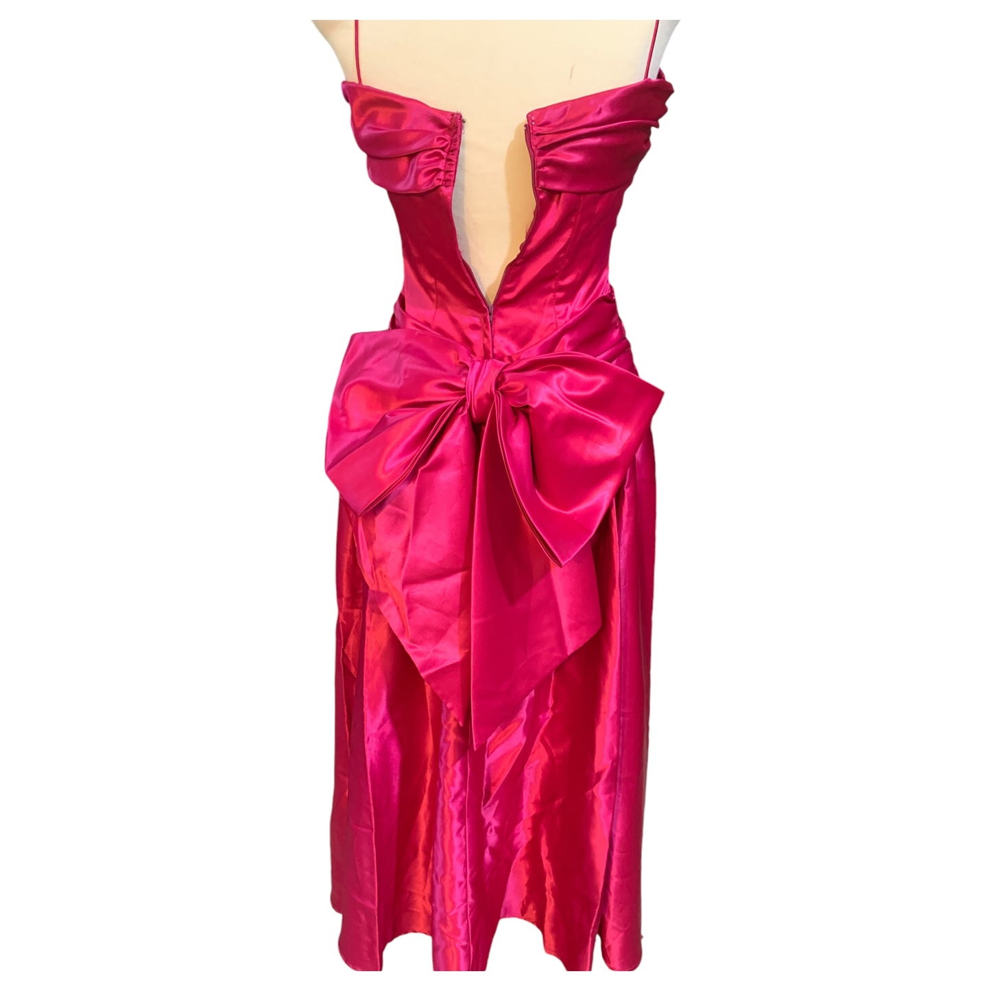 Vestido de Festa Longo Vintage Anos 90, Rosa de Cetim, Eve of Milady- Made in USA