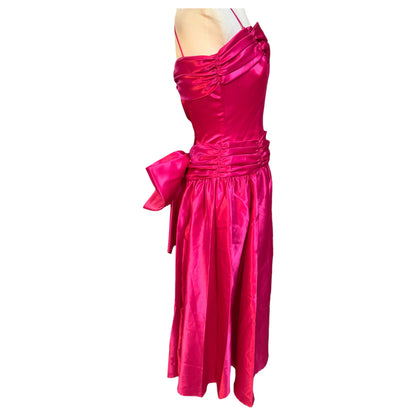 Vestido de Festa Longo Vintage Anos 90, Rosa de Cetim, Eve of Milady- Made in USA