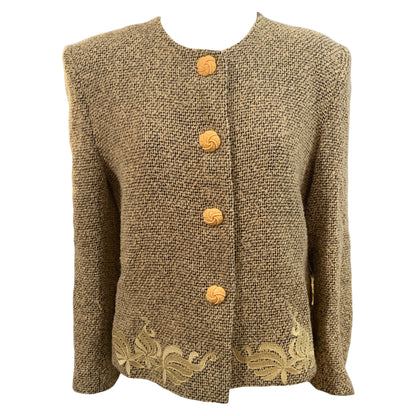 Blazer en tweed beige vintage des années 1980 – Danizel Haute Couture Portugal 