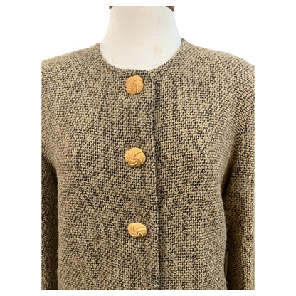 Blazer en tweed beige vintage des années 1980 – Danizel Haute Couture Portugal 