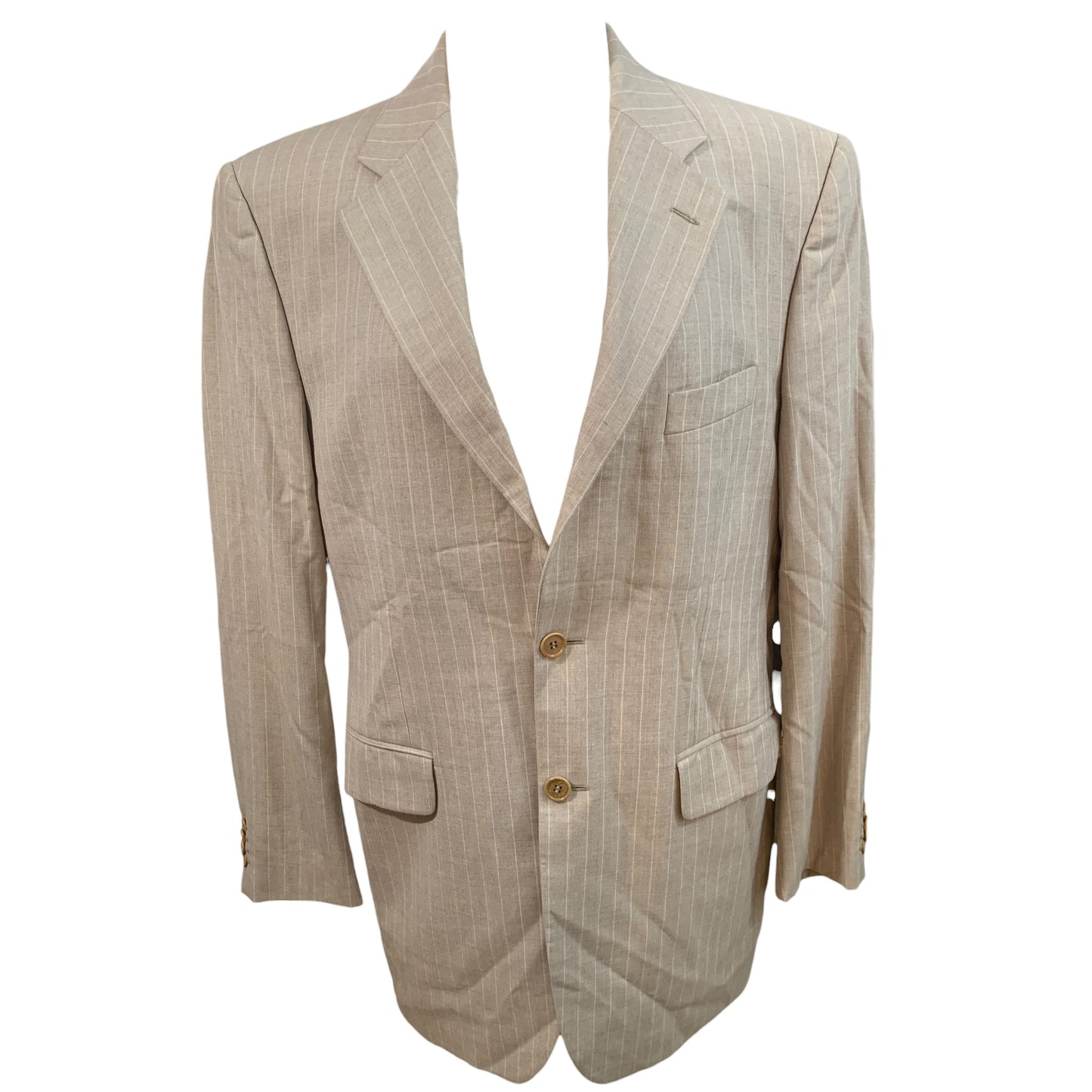 Blazer beige grisâtre à rayures blanches pour homme - 100 % laine, Milano Basic