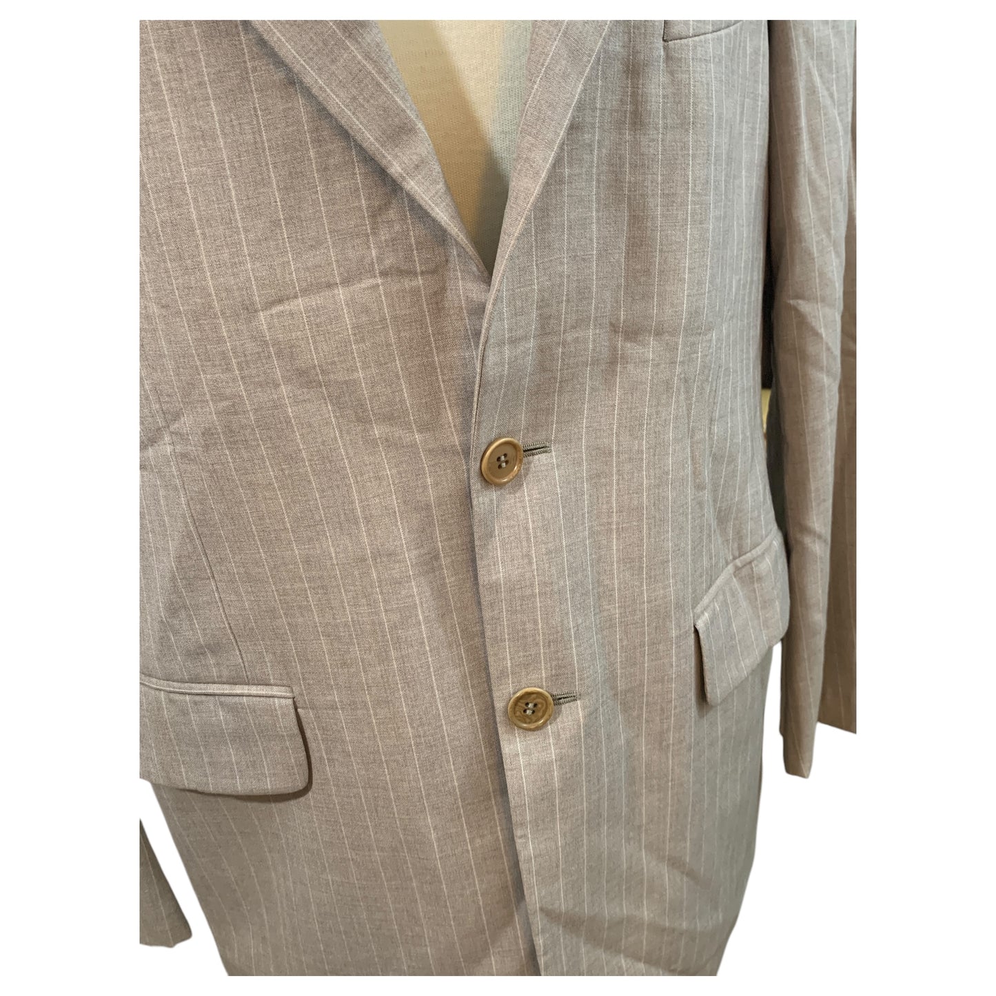 Blazer beige grisâtre à rayures blanches pour homme - 100 % laine, Milano Basic