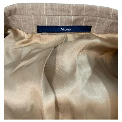 Blazer beige grisâtre à rayures blanches pour homme - 100 % laine, Milano Basic