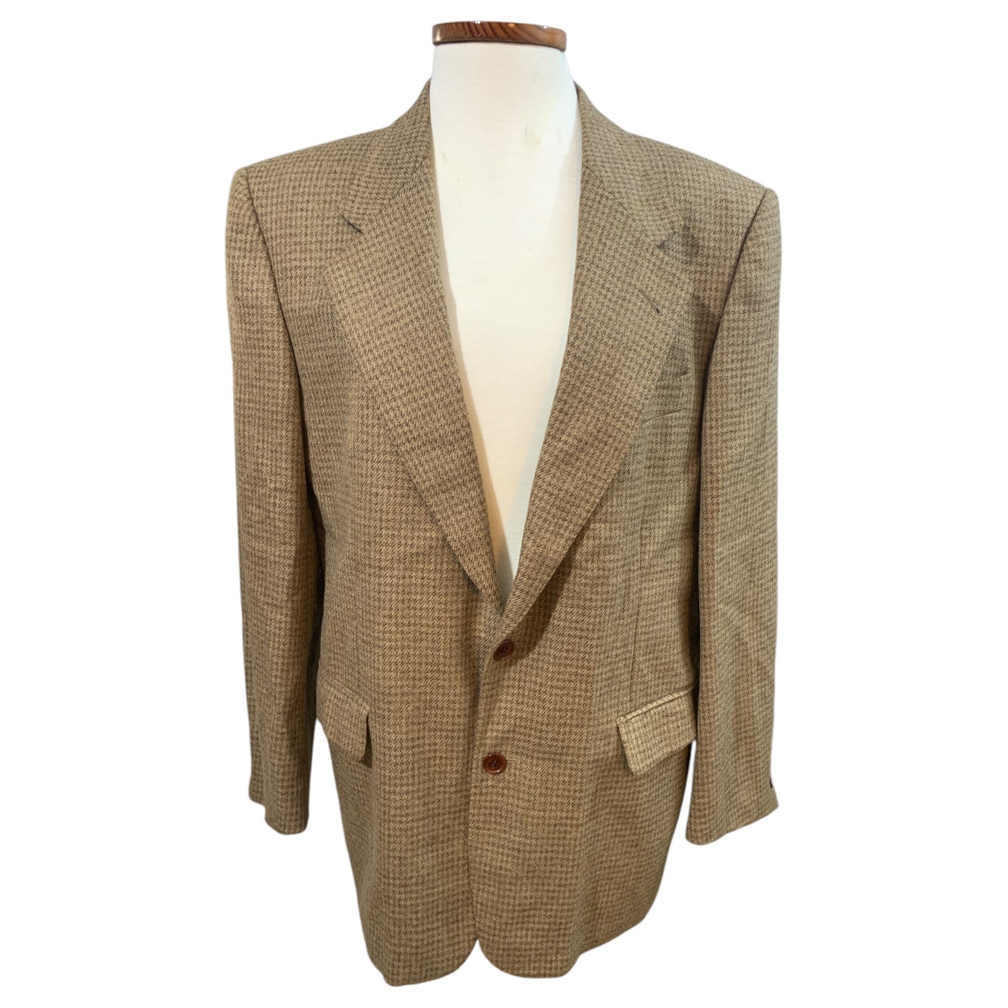 Blazer Masculino Vintage Tweed Bege Marrom Claro Oversized, Lã, Anos 80