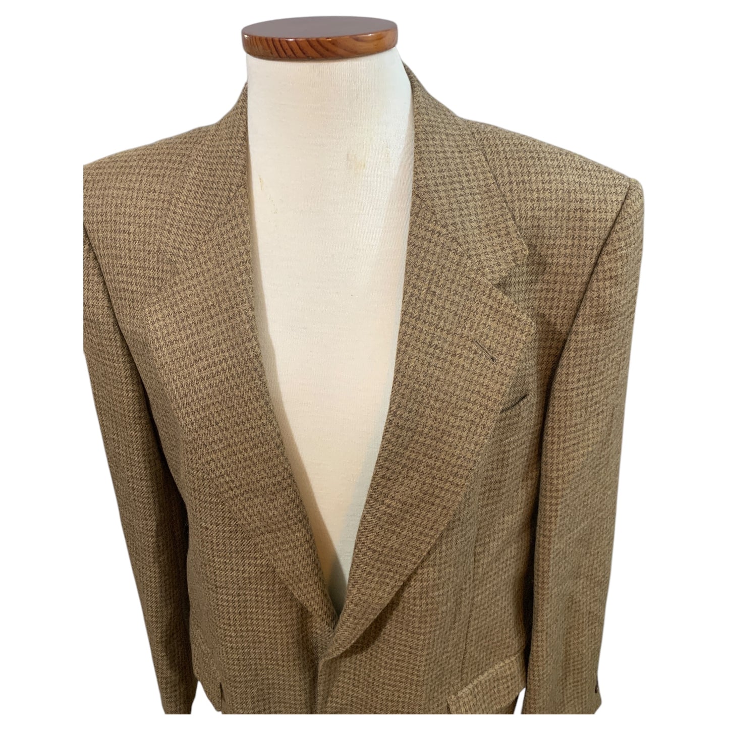 Blazer Masculino Vintage Tweed Bege Marrom Claro Oversized, Lã, Anos 80