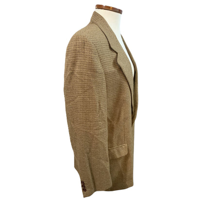 Blazer Masculino Vintage Tweed Bege Marrom Claro Oversized, Lã, Anos 80