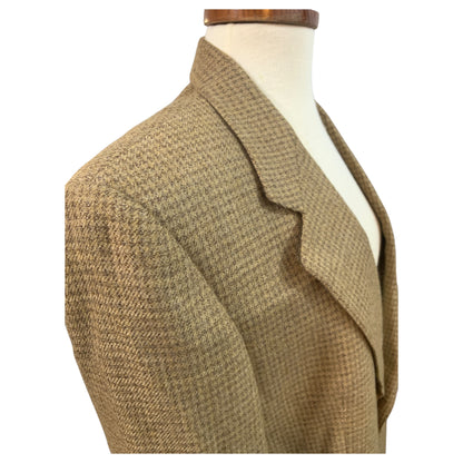 Blazer Masculino Vintage Tweed Bege Marrom Claro Oversized, Lã, Anos 80