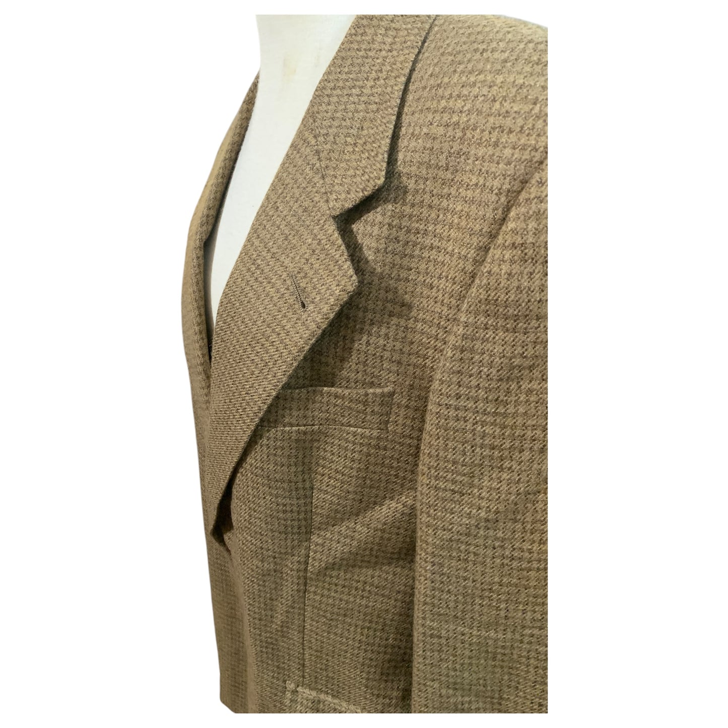 Blazer Masculino Vintage Tweed Bege Marrom Claro Oversized, Lã, Anos 80