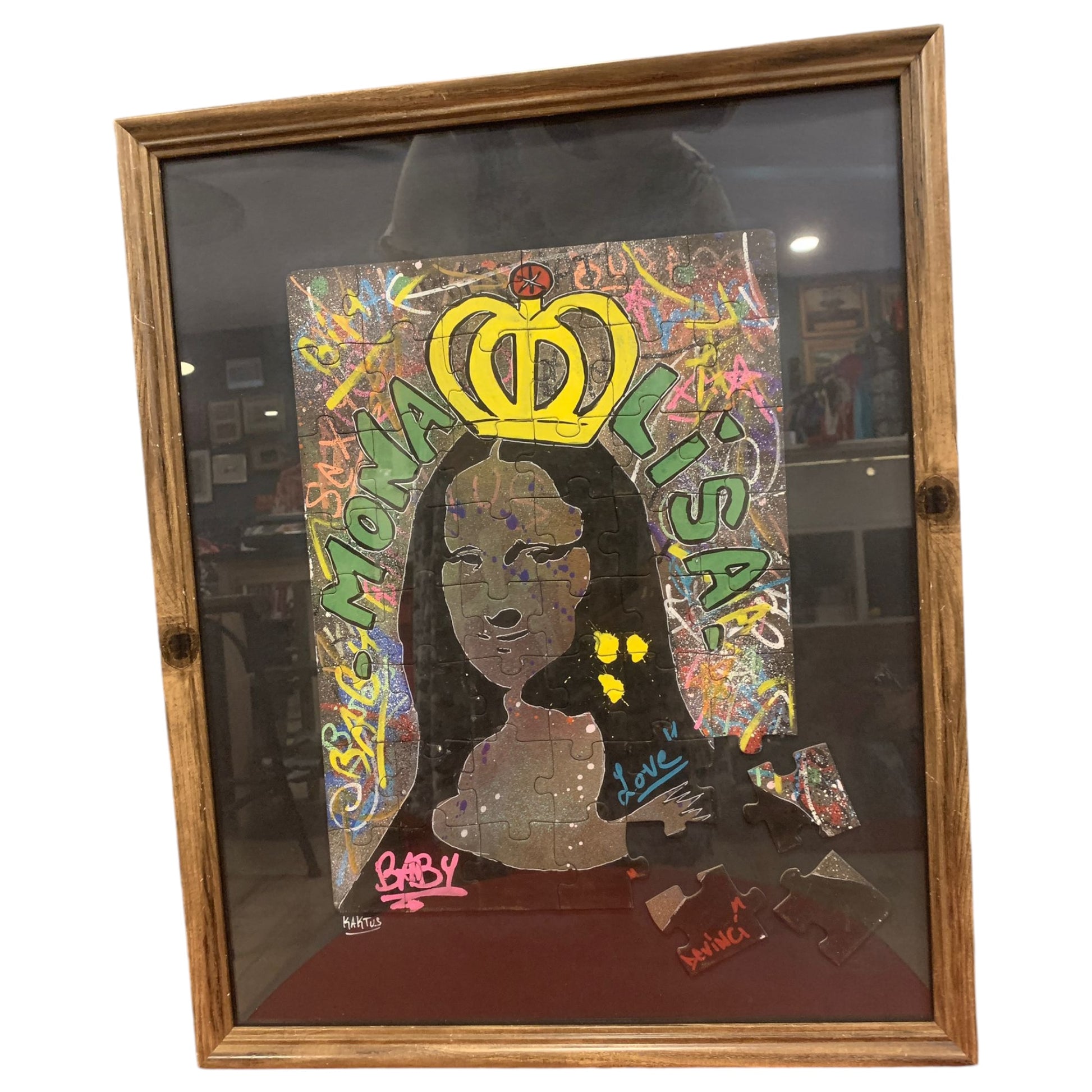 Quadro "Queen Mona Lisa" por Kaktus - Acrílico Sobre Cartão, Peça Única - Madame Surtô Vintage Shop