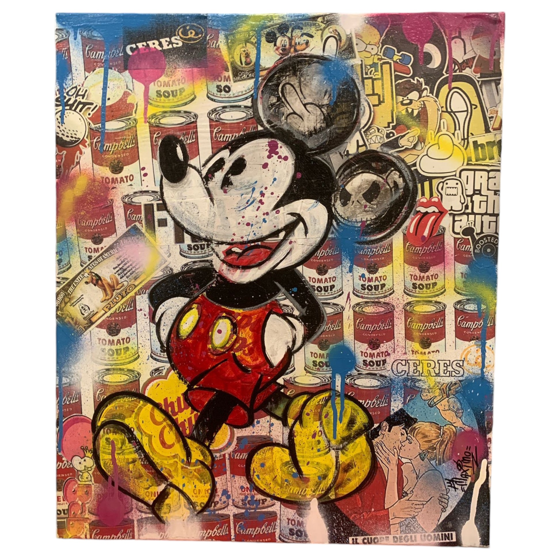 Quadro "Mickey '1960 Pop" por Maximo XXI - Colagem e Acrílico, Peça Única - Madame Surtô Vintage Shop