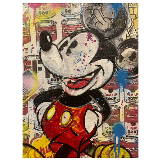 Quadro "Mickey '1960 Pop" por Maximo XXI - Colagem e Acrílico, Peça Única - Madame Surtô Vintage Shop