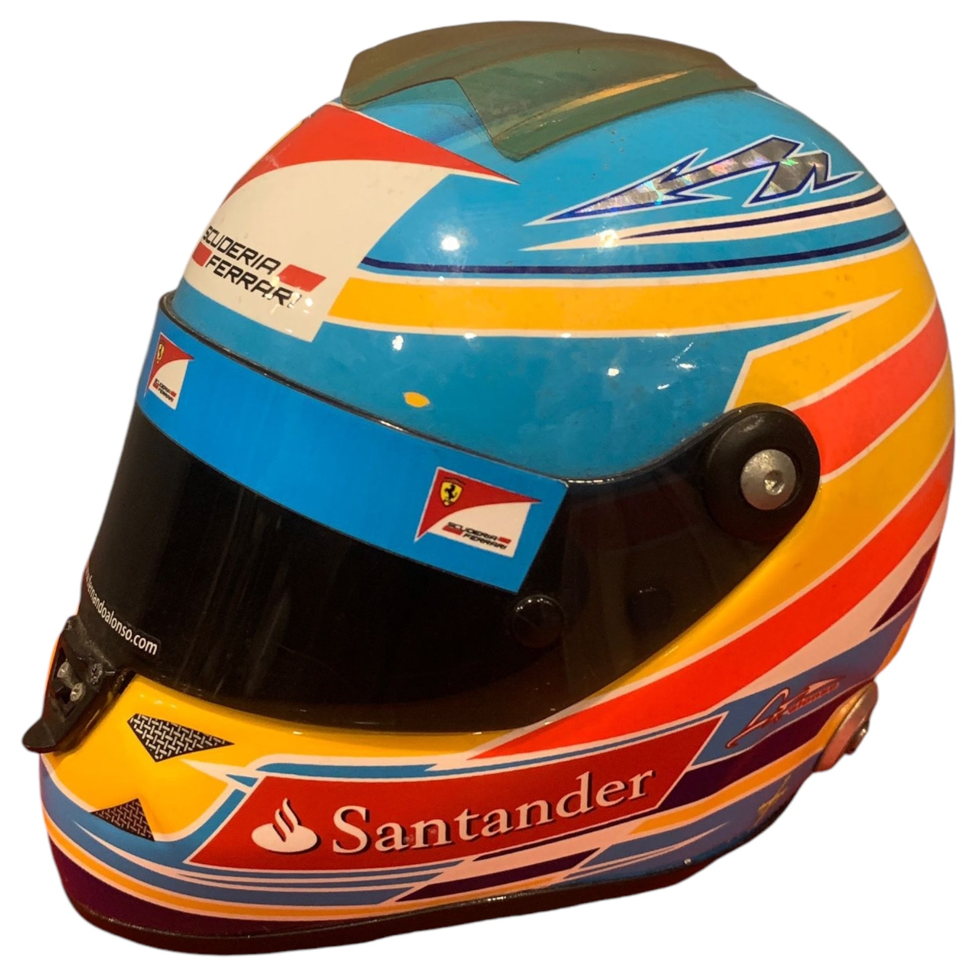 Capacete em Miniatura 1:5 - Fernando Alonso 2012, Scuderia Ferrari - Madame Surtô Vintage Shop