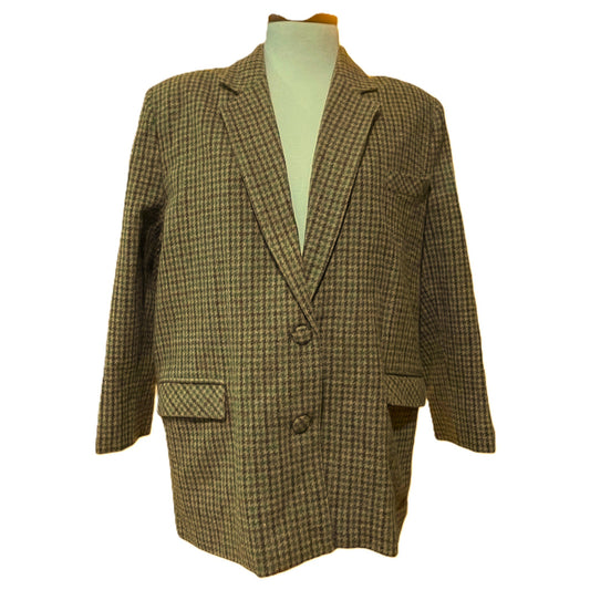 Blazer Xadrez em Tweed Estampa Estilo Chanel Pied de Poule – Anos 90 - Madame Surtô Vintage Shop