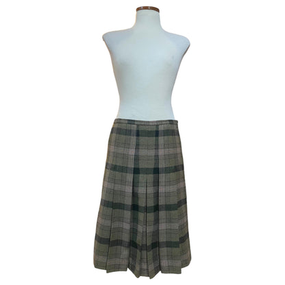 Saia Vintage Estilo Kilt em Lã – Xadrez Verde Escuro, Tamanho M / L - Madame Surtô Vintage Shop