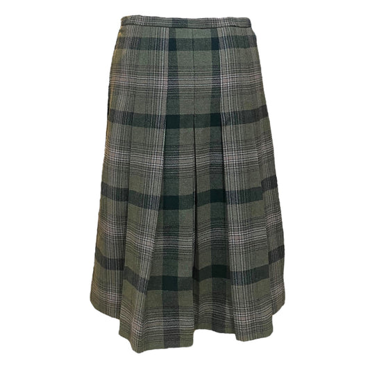 Saia Vintage Estilo Kilt em Lã – Xadrez Verde Escuro, Tamanho M / L - Madame Surtô Vintage Shop