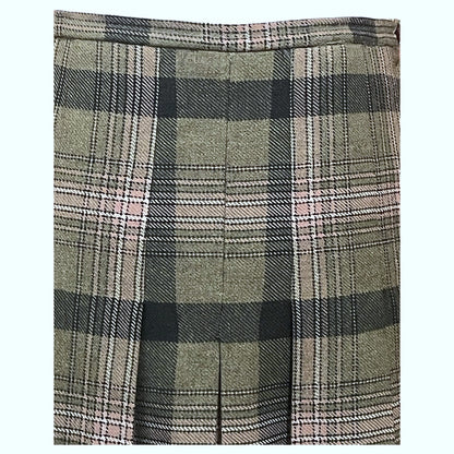 Saia Vintage Estilo Kilt em Lã – Xadrez Verde Escuro, Tamanho M / L - Madame Surtô Vintage Shop