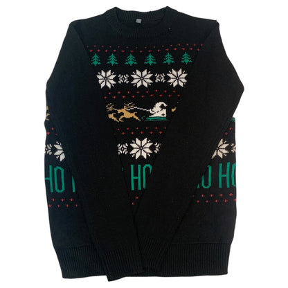 Ugly Sweater Natal - Zeeman - Acrílico com Renas, Árvore de Natal e "Ho, Ho, Ho"