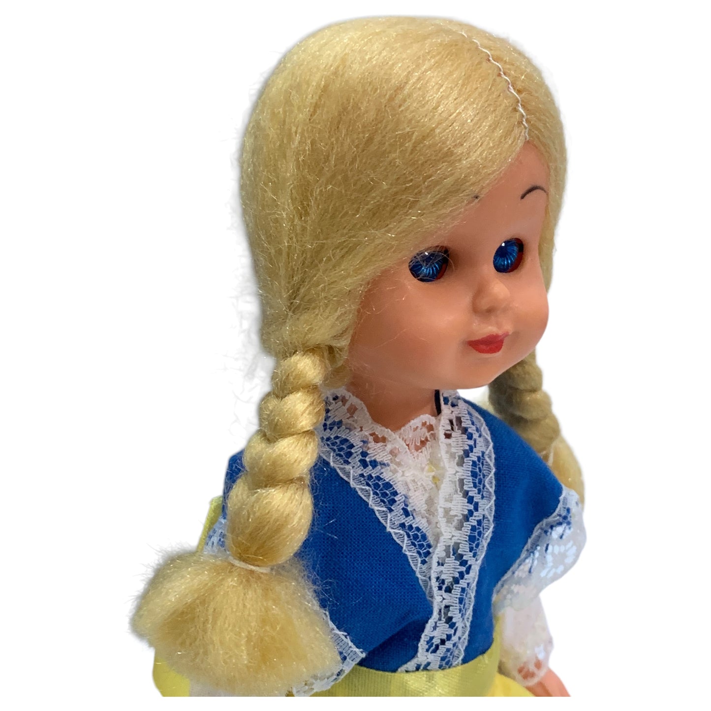 Poupée paysanne allemande vintage - Cheveux blonds, yeux articulés, robe traditionnelle