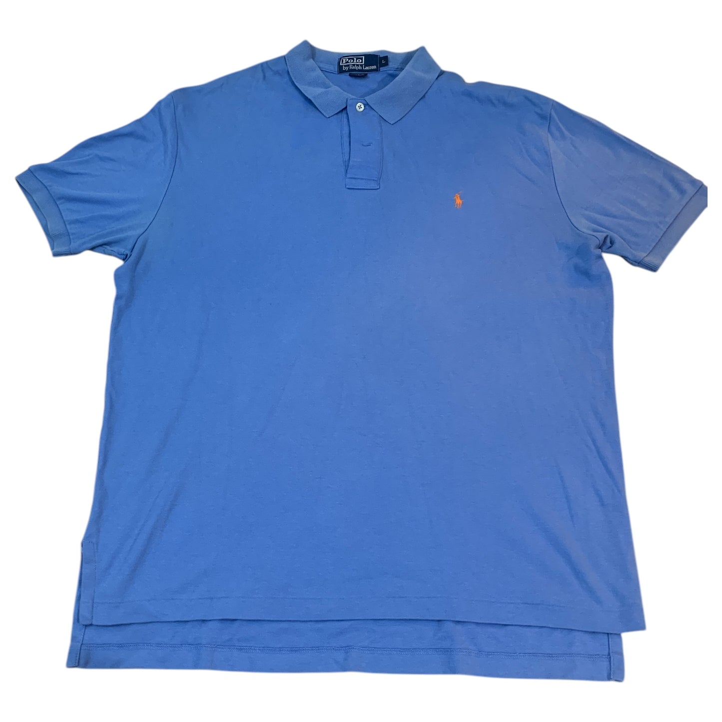 Camisa Polo Ralph Lauren Azul Masculina com Logo Laranja Bordado tamanho L