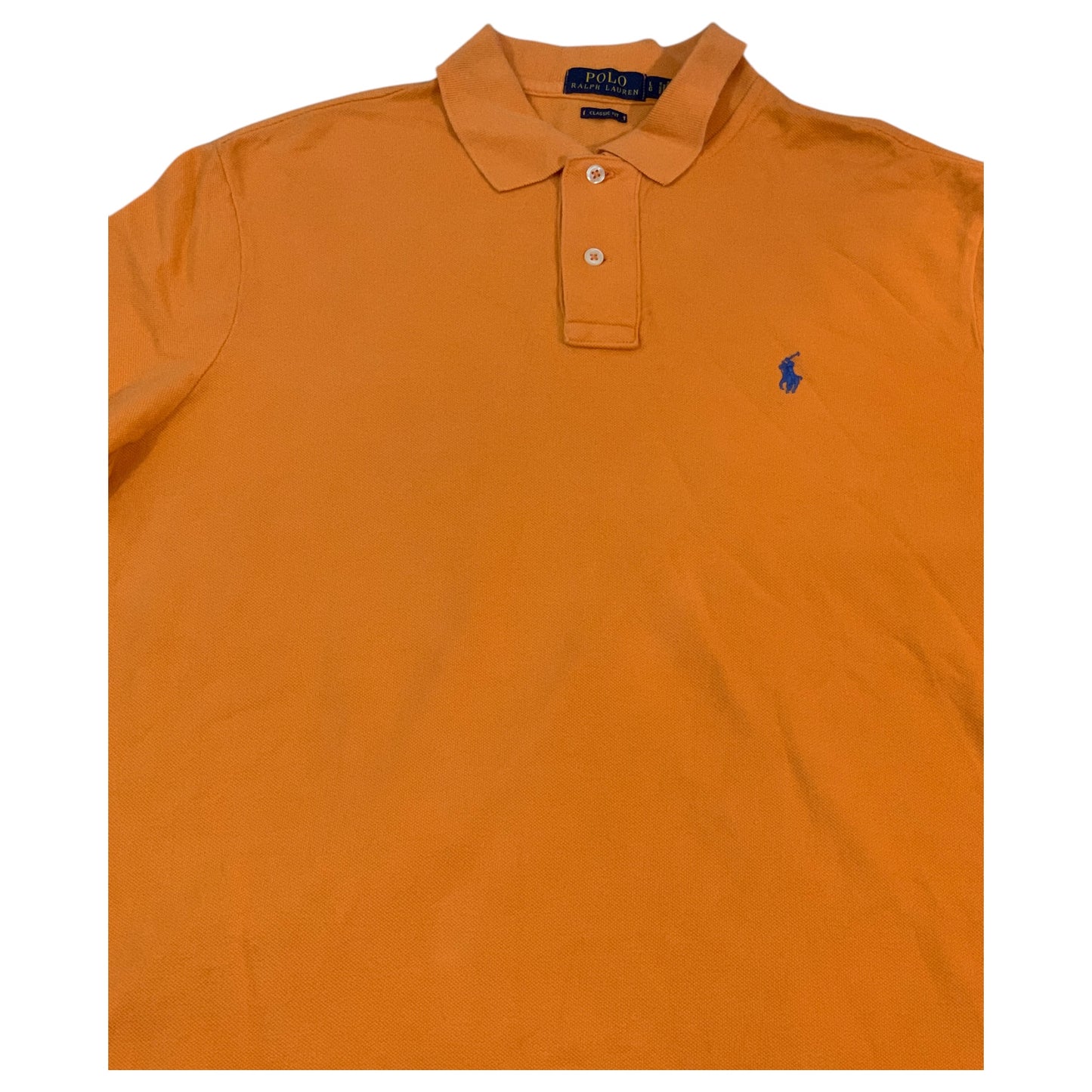 Camisa Polo Laranja Ralph Lauren Classic Fit – Tamanho L, 100% Algodão