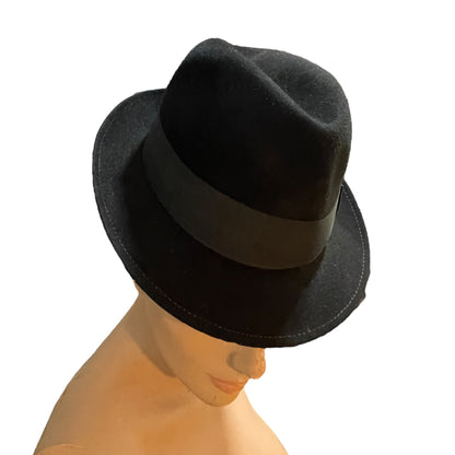 Chapeu Tipo Fedora em Feltro Preto - Barbetto & Leão