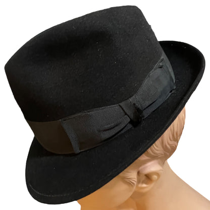 Chapeu Tipo Fedora em Feltro Preto - Barbetto & Leão