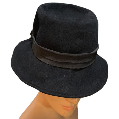 Chapeu de Feltro Preto Feminino - Modelo Charleston Anos 20 Chapelaria Gardenia