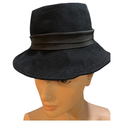 Chapeu de Feltro Preto Feminino - Modelo Charleston Anos 20 Chapelaria Gardenia