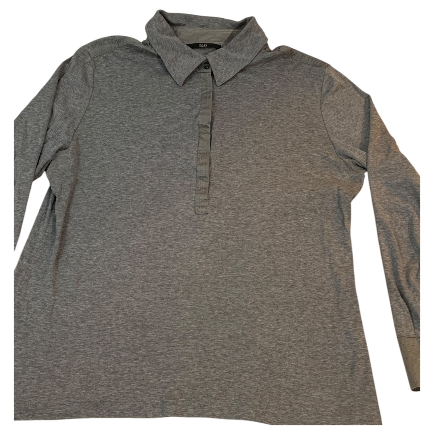 Hugo Boss Women's Long Sleeve Gray Shirt with Cuff Details Size S Comfortable Cotton